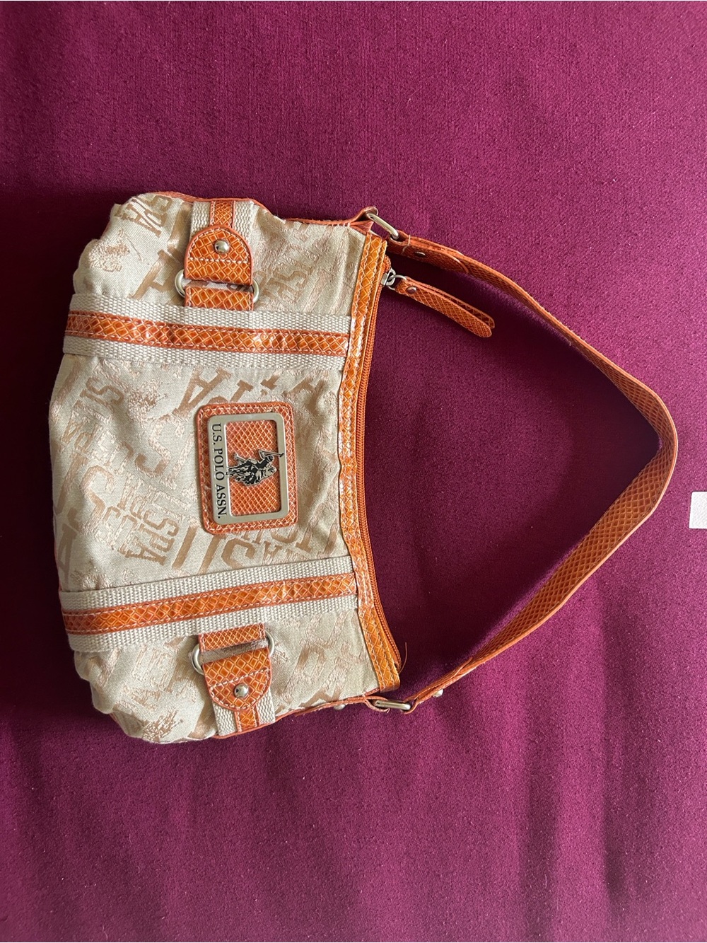 U.S. Polo Assn. Beige and Orange Shoulder Bag